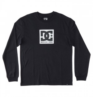 Camiseta DC Shoes DC Square Star Long Sleeve Hombre Negros | GYEFNU-785