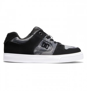 Pure DC Shoes Elastic Encaje Niños Negros | ZTSUEL-498
